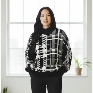 VTG Jane & John Sweater M 80s 90s Graphic Knit Retro Indie Sleaze Grandpacore